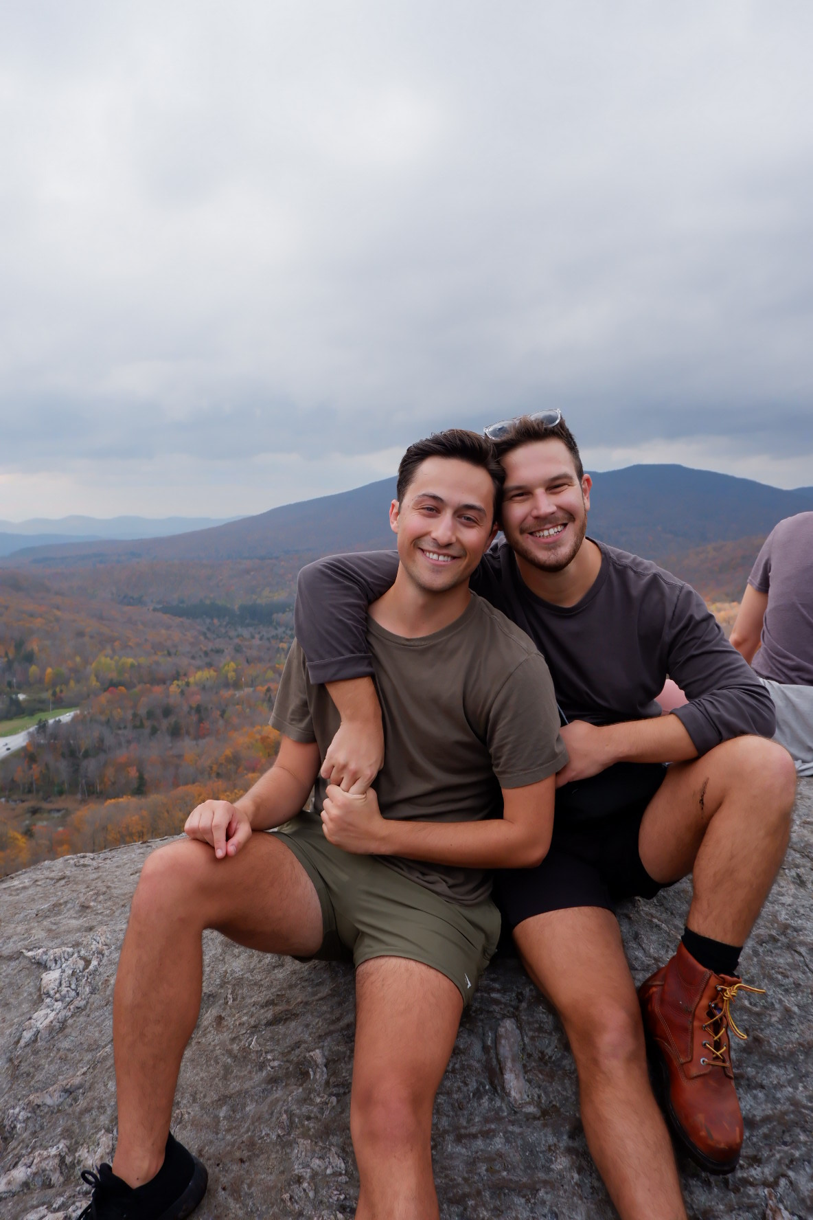 Phil and Zack together at a mountain overlook in Vermont